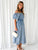 Off-Shoulder Balloon Sleeve Denim Dress