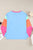 Color Block Round Neck Long Sleeve Top