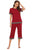 Round Neck Short Sleeve Top and Capris Pants Lounge Set