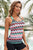 Scoop Neck Sleeveless Printed Swim Top