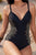 Embroidered V-Neck One-Piece Swimwear