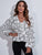 Ruched Printed V-Neck Long Sleeve Blouse