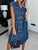 Collared Neck Cap Sleeve Denim Dress