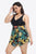 Plus Size Floral Two-Tone Asymmetrical Hem Two-Piece Swimsuit