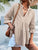 Ruffled Notched Three-Quarter Sleeve Blouse