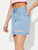 Distressed Raw Hem Mini Denim Skirt