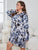 Plus Size Floral Lapel Collar Long Sleeve Night Dress