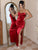 Backless Crisscross Ruched Split Satin Dress