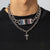 Fashionable hip-hop style diamond-encrusted cross double-layer stacking design versatile pendant necklace