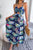 Botanical Print Tied Backless Cutout Slit Dress
