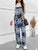 Printed Straight Leg Jumpsuit with Pockets