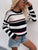 Striped Drop Shoulder Round Neck Pullover Sweater