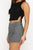 Pinstripe Crossover Waist Mini Skirt