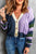 Color Block Rib-Knit V-Neck Cardigan