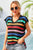 Striped V-Neck Slit Cover Up