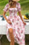 Floral Square Neck Flounce Sleeve Midi Dress