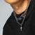Fashionable hip-hop style diamond-encrusted cross double-layer stacking design versatile pendant necklace