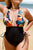 Plus Size Two-Tone Tied Halter Neck One-Piece Swimsuit