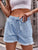 Drawstring Raw Hem Denim Shorts