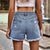 Distressed Button Fly Denim Shorts with Pockets