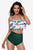 Two-Tone Ruffled Halter Neck Two-Piece Swimsuit