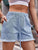 Drawstring Raw Hem Denim Shorts