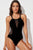 Spliced Mesh Halter Neck One-Piece Swimsuit