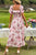 Floral Square Neck Flounce Sleeve Midi Dress